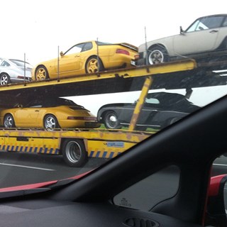 Porsche transport naar RS Fest